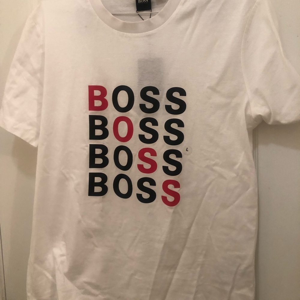 Hugo Boss White Tee with Red and Black Logo
